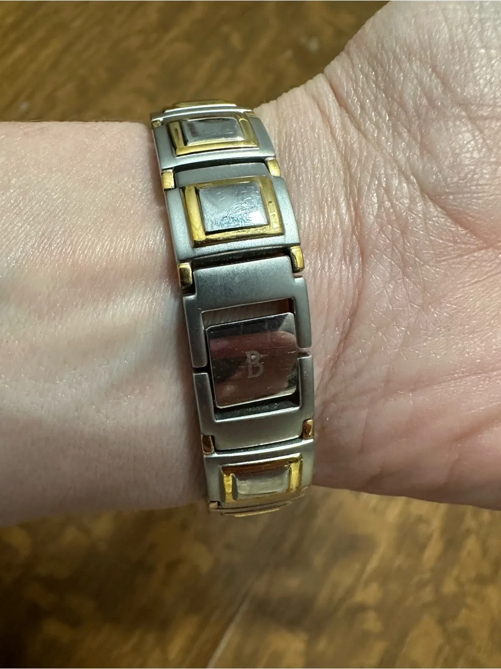 Vintage Bulova Two-Tone Silver and Gold Women's Square Bracelet Watch